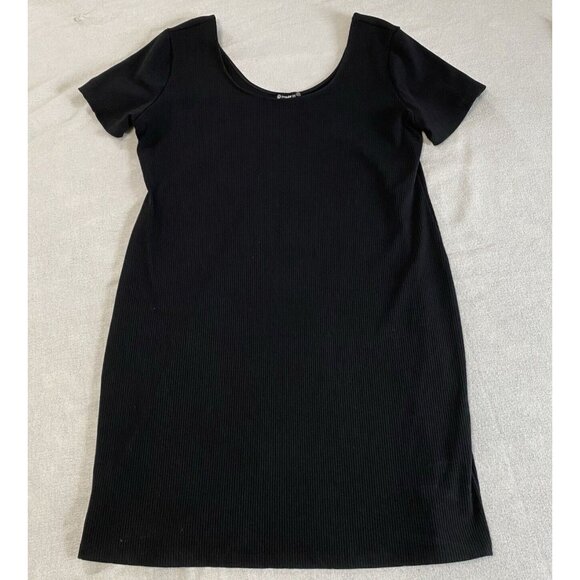 Popular 21 Ribbed Black Dress Short Sleeve Stretch Dress Plus Size 3X Sheath - Picture 2 of 8